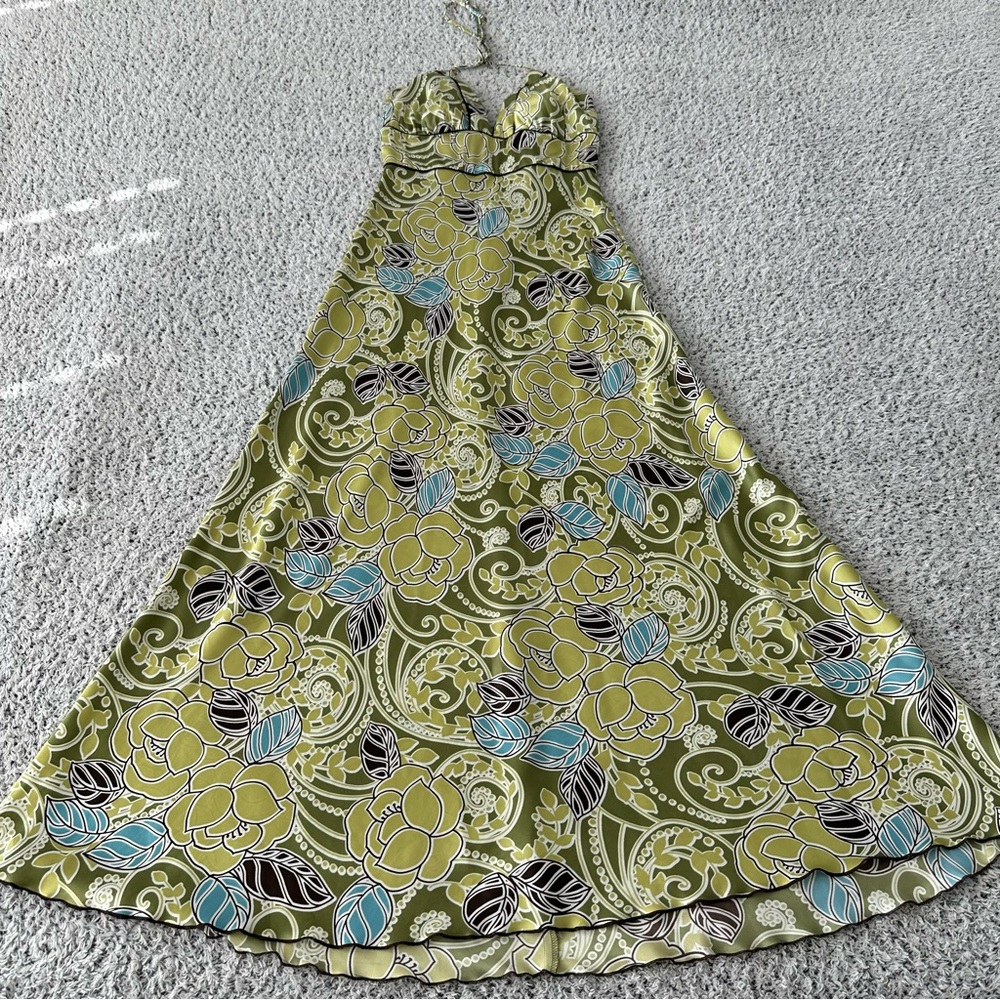 Miss Bisou Green Long Halter Neck Dress